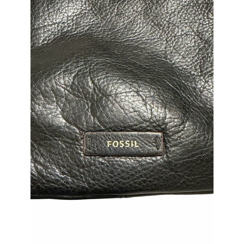 Fossil Black Leather Crossbody Bag Adjustable Strap Medium Purse - Picture 5 of 9